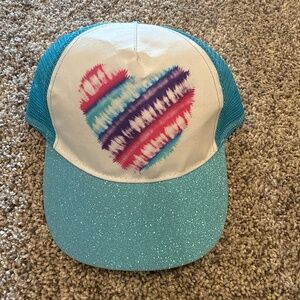 Girls hear blue sparkle trucker hat